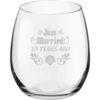 Royal Leerdam Gegraveerde drinkglas 39cl Just Married 10 years ago