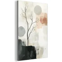 MuchoWow Aluminium schilderij 120x180 cm - Wanddecoratie metaal - Wabi sabi - Beige - Plant - Metalen muurdecoratie woonkamer - Decoratie industrieel - Foto op dibond - Industriële accessoires slaapkamer