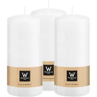 Wiedemann Cilinderkaars/stompkaars - 3x - wit - 15 x 7 cm - 63 branduren - zuilkaarsen