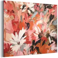 MuchoWow Aluminium schilderij 80x60 cm - Wanddecoratie metaal - Bloemen - Kunst - Abstract - Verf - Metalen muurdecoratie woonkamer - Decoratie industrieel - Foto op dibond - Industriële accessoires slaapkamer