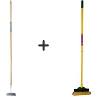 Synx Tools Rechte Schoffel Met Staal 160cm + Klauwbezem 35cm - Schoffel - Telescopisch staal 70-140cm