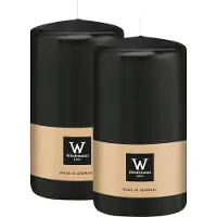 Wiedemann Cilinderkaars/stompkaars - 2x - zwart - 12 x 6 cm - 33 branduren - zuilkaarsen