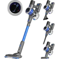 Auronic Steelstofzuiger - Draadloos - Zelfstaande Stofzuiger - Zonder Zak - 350W - Vacuum Cleaner - Grijs/Blauw