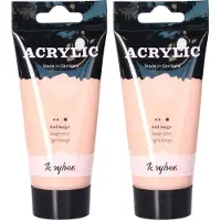 Rayher Hobby Materialen Rayher hobby Acrylverf op waterbasis - 2x - roze - 75 ml - Schilderen/knutselen - Voor kinderen en volwassenen