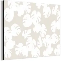 MuchoWow Aluminium schilderij 40x30 cm - Wanddecoratie metaal - Planten - Bladeren - Wit - Beige - Metalen muurdecoratie woonkamer - Decoratie industrieel - Foto op dibond - Industriële accessoires slaapkamer