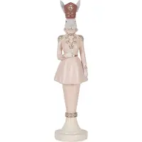 Clayre & Eef Decoratie Beeld Konijn 35 cm Wit Roze Kunststof