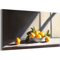 MuchoWow Aluminium schilderij 160x80 cm - Wanddecoratie metaal - Citroenen - Stilleven - Geel - Metalen muurdecoratie woonkamer - Decoratie industrieel - Foto op dibond - Industriële accessoires slaapkamer
