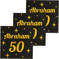 Paper Dreams Paperdreams Verjaardag of Abraham feest servetten - leeftijd 50 jaar - 48x stuks - zwart/goud - 33 x 33 cm