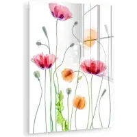 MuchoWow Glasschilderij 120x160 cm - Schilderij acrylglas - Klaproos - Bloemen - Lente - Wit - Foto op glas - Muurdecoratie woonkamer - Wanddecoratie slaapkamer - Schilderijen