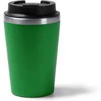 Roly Thermosbeker 350 ML Koffiebeker to go - Travel mug dubbelwandig - Groen - binnenkant RVS - Voor koffie en thee - Lekdichte reisbeker - Buitenkant recyled PP 6 uur Koud / 3 uur warm