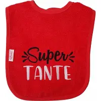 Funnies Rode slab met "Super Tante" - kraamcadeautje, cadeautje, babyshower, verjaardag, nieuwtje, slabbetje, slabbertje, slabje, rood