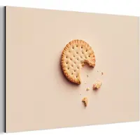MuchoWow Aluminium schilderij 180x120 cm - Wanddecoratie metaal - Koekje - Kruimels - beige - Metalen muurdecoratie woonkamer - Decoratie industrieel - Foto op dibond - Industriële accessoires slaapkamer