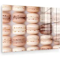 MuchoWow Glasschilderij 180x120 cm - Schilderij acrylglas - Macarons - Beige - Bruin - Foto op glas - Muurdecoratie woonkamer - Wanddecoratie slaapkamer - Schilderijen