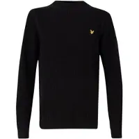 Lyle & Scott effen geribbelde gitzwarte trui met opstaande hals