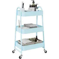 vidaXL Opbergtrolley 3-laags 42x41,5x77 cm staal blauw