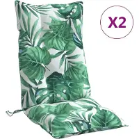 vidaXL Stoelkussens 2 st hoge rug bladpatroon oxford stof