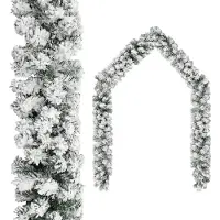 vidaXL Kerstslinger met sneeuw 20 m PVC groen