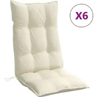 vidaXL Stoelkussens 6 st hoge rug oxford stof crèmekleurig
