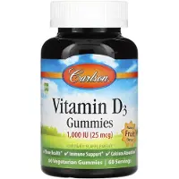 Carlson Labs - Vitamine D3 Gummies, 1000 IE met Natuurlijke Fruitsmaak - 60 Gummies