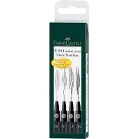 Faber-Castell tekenstift - fineliners- Pitt Artist Pen - etui 4 stuks M/F/S/XS - zwart - FC-167115