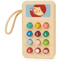 Mentari houten speelgoed telefoon mobiel voor peuters en kleuters.