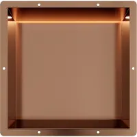 Guido Gusto Copper RVS Inbouwnis 30x30x10cm met tegelflens en RGB verlichting