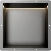 Guido Gusto Gun Metal RVS Inbouwnis 30x30x10cm met tegelflens en RGB verlichting