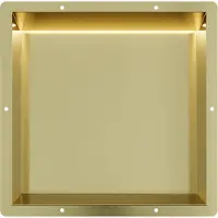 Guido Gusto Mat goud RVS Inbouwnis 30x30x7cm met tegelflens en LED verlichting