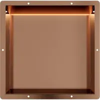 Guido Gusto Copper RVS Inbouwnis 30x30x7cm met tegelflens en LED verlichting