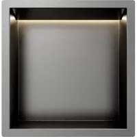 Guido Gusto Gun Metal RVS Inbouwnis 30x30x10cm met RGB verlichting