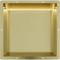 Guido Gusto Mat goud RVS Inbouwnis 30x30x10cm met tegelflens en LED verlichting