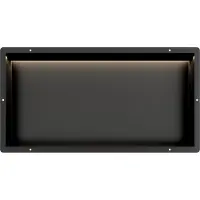 Guido Gusto Mat Zwart RVS Inbouwnis 30x60x7cm met tegelflens en LED verlichting