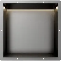 Guido Gusto Gun Metal RVS Inbouwnis 30x30x10cm met tegelflens LED verlichting