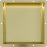 Guido Gusto Mat goud RVS Inbouwnis 30x30x7cm met tegelflens en RGB verlichting