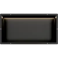 Guido Gusto Mat Zwart RVS Inbouwnis 30x60x10cm met tegelflens en LED verlichting