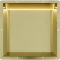 Guido Gusto Mat goud RVS Inbouwnis 30x30x10cm met tegelflens en RGB verlichting