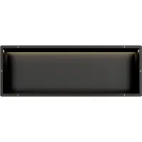 Guido Gusto Mat Zwart RVS Inbouwnis 30x90x10cm met tegelflens en RGB verlichting