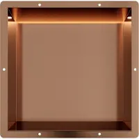 Guido Gusto Copper RVS Inbouwnis 30x30x10cm met tegelflens en LED verlichting
