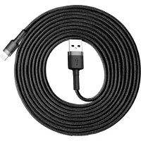 Baseus CALKLF-RG1, 3 meter, USB-A, Male, Male, Grijs, Zwart, Recht