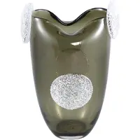 Ptmd Giah Green Solid Glass Vase With Deco Rounds L
