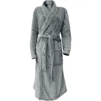 Linnick Flanel Fleece Badjas Uni - dark grey - S