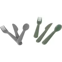 Dantoy bestekset BIOplastic baby tafelgerei mokka olijfgroen 6-delig.
