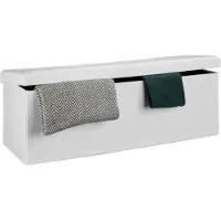 Relaxdays Zitbank met opbergruimte - linnen - 140 l - halbank - wit