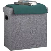 Relaxdays - opvouwbare hocker - linnen poef - opbergkist - zitkist, bank, bankje donkergrijs