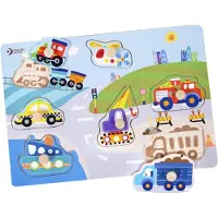 Classic World houten noppenpuzzel verkeer, 8st.