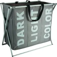 Spirella MSV Wasmand Profi- 3x opvang waszak - 40 liter compartimenten - 67 x 38 x 62 cm - aluminium frame - Wasmanden