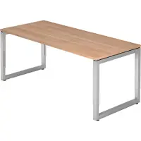 Hjh OFFICE PRO REGO 19 S - 180 x 80 Walnoot/Zilver Tafelhoogte I In hoogte verstelbaar