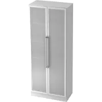 Hjh OFFICE PRO SIGNA G 7100G CE - Hoogte van de map | 5 OH Kast met matglazen deuren Chrome metaal handgreep Wit/Zilver