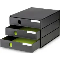 Styro Ladebox Styroval, formaat C4, 3 gesloten laden, stapelbaar, etikettenmateriaal, B 243 x D 335 x H 200 mm, gerecycled kunststof, zwart