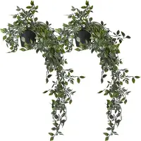 Relaxdays kunstplant hangplant met pot - set van 2 - 60 x 20 cm - namaakplanten - realistisch